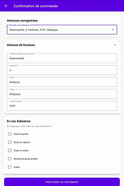 Checkout: delivery address and instructions